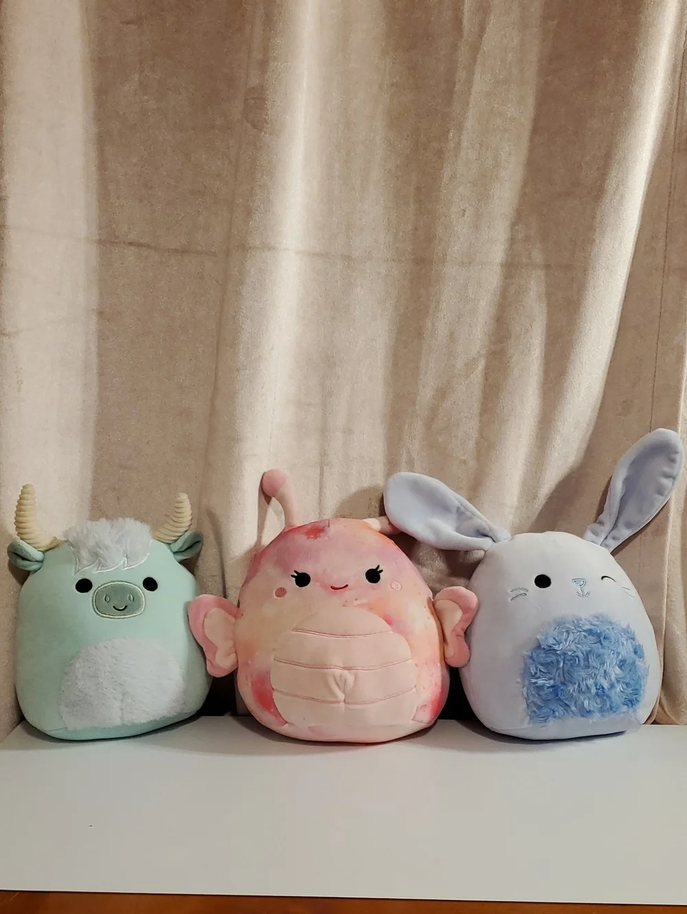 Squishmallows Pastel Trio Plush Set - Pink Narwhal, Mint Yak, Light Blue Bunny